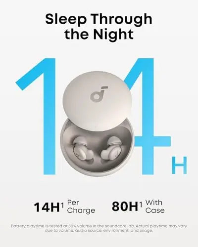 Anker Soundcore A20 Sleep Earbuds HiFi Noise Blocking Earphones 80H Playtime for 5.3 Personal Sleep Monitor Alarm