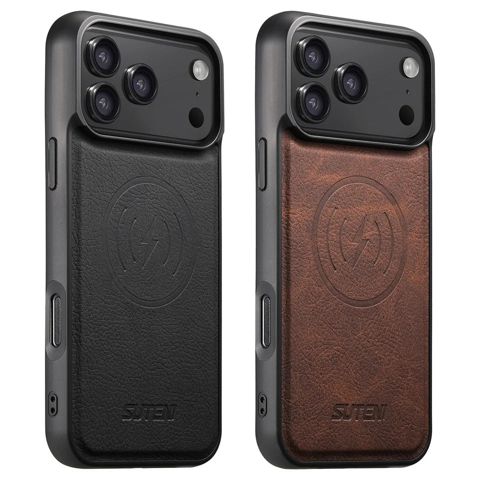 for Magsafe Phone Case For iPhone 17 Air 13 14 15 16 17 Pro Max Luxury Leather Magnetic Wireless Charging Back Cover K0027