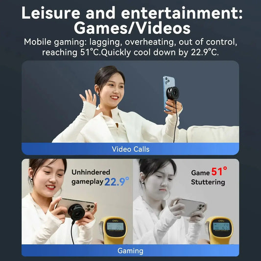 TELESIN Magsafe Phone Cooler & Wireless Charger for IPhone 16 Pro Max 15 14 13 Accessories Android Cellphone Cooling Fan Gaming