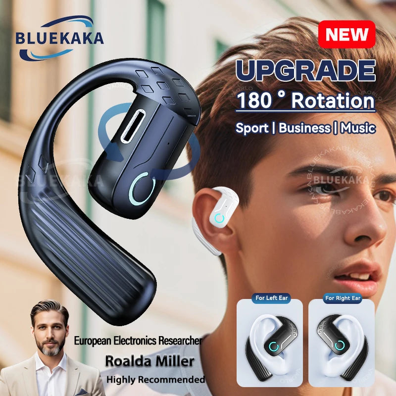 bluetooth 5.4 headset, open wireless earphone, universal ear-hook earphone, left right adjustable headset, sport business bluetooth earphone, wireless headset with mic, rotation ear hook headphone.