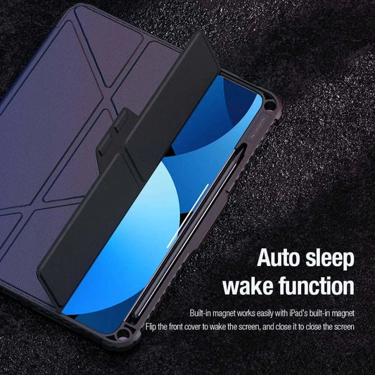 NILLKIN for Apple IPad Pro 11 2024 Bumper Flip Leather Case Slide Camera Cover with Stand Back Shockproof Hard PC+PU Protector