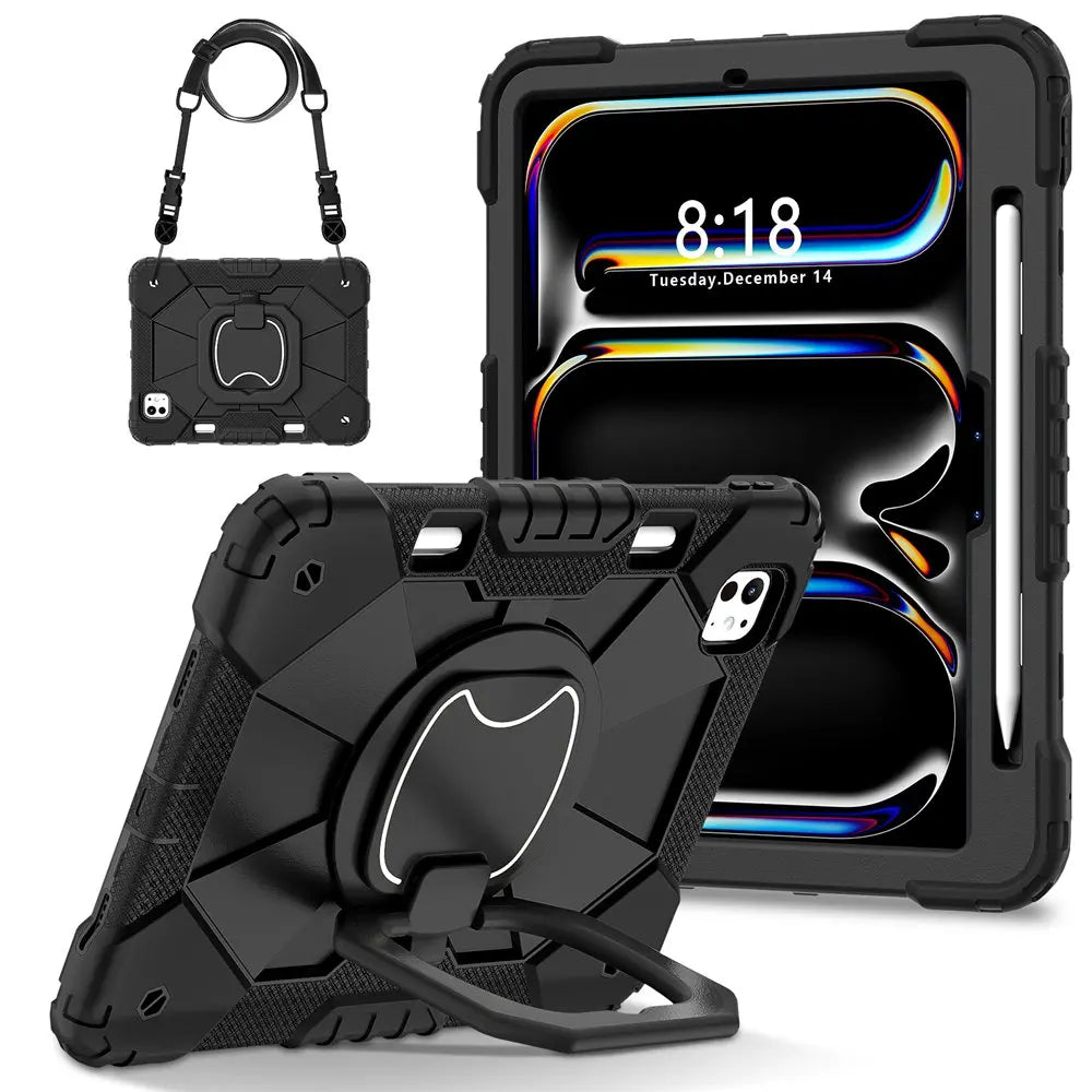 For ipad Pro 11 inch 2024 M4 A2836 A2837 A3006 Case Kids Tablet cover Silicone +PC case for Apple iPad PRO 11" 2024 + strap