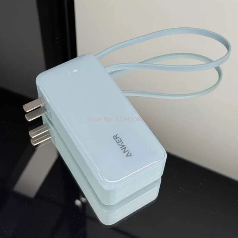 Anker 3-In-1 Portable Power Bank 10000mah  Charger With Built-In Usb-C Cable And Foldable Wall Plug 30w Fast Charging