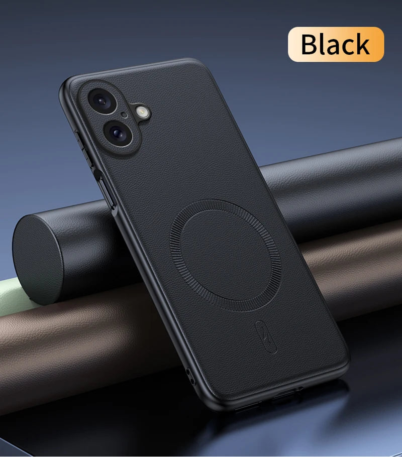 For Iphone 17 Case Magnetic Leather Shield Cover For Iphone 17 Anti-Fingerprint Non-Slip PC+TPU