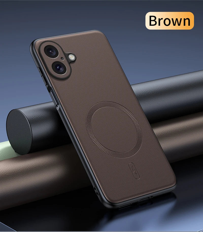 For Iphone 17 Case Magnetic Leather Shield Cover For Iphone 17 Anti-Fingerprint Non-Slip PC+TPU