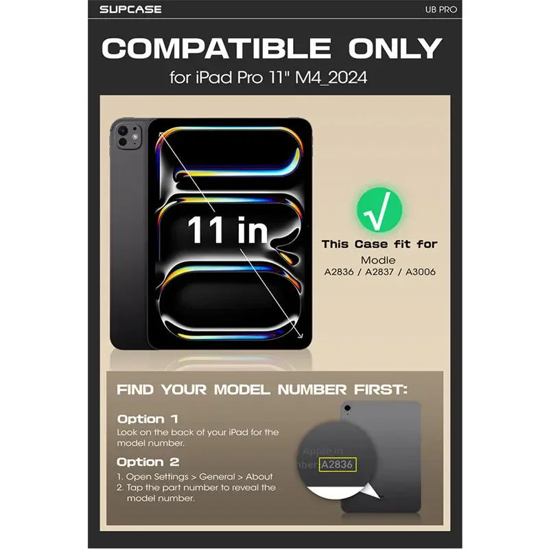 For iPad Pro 11 Inch Case M4 2024 (5th Gen) SUPCASE UB PRO Full-body Rugged Cover with Built-in Screen Protector & Kickstand