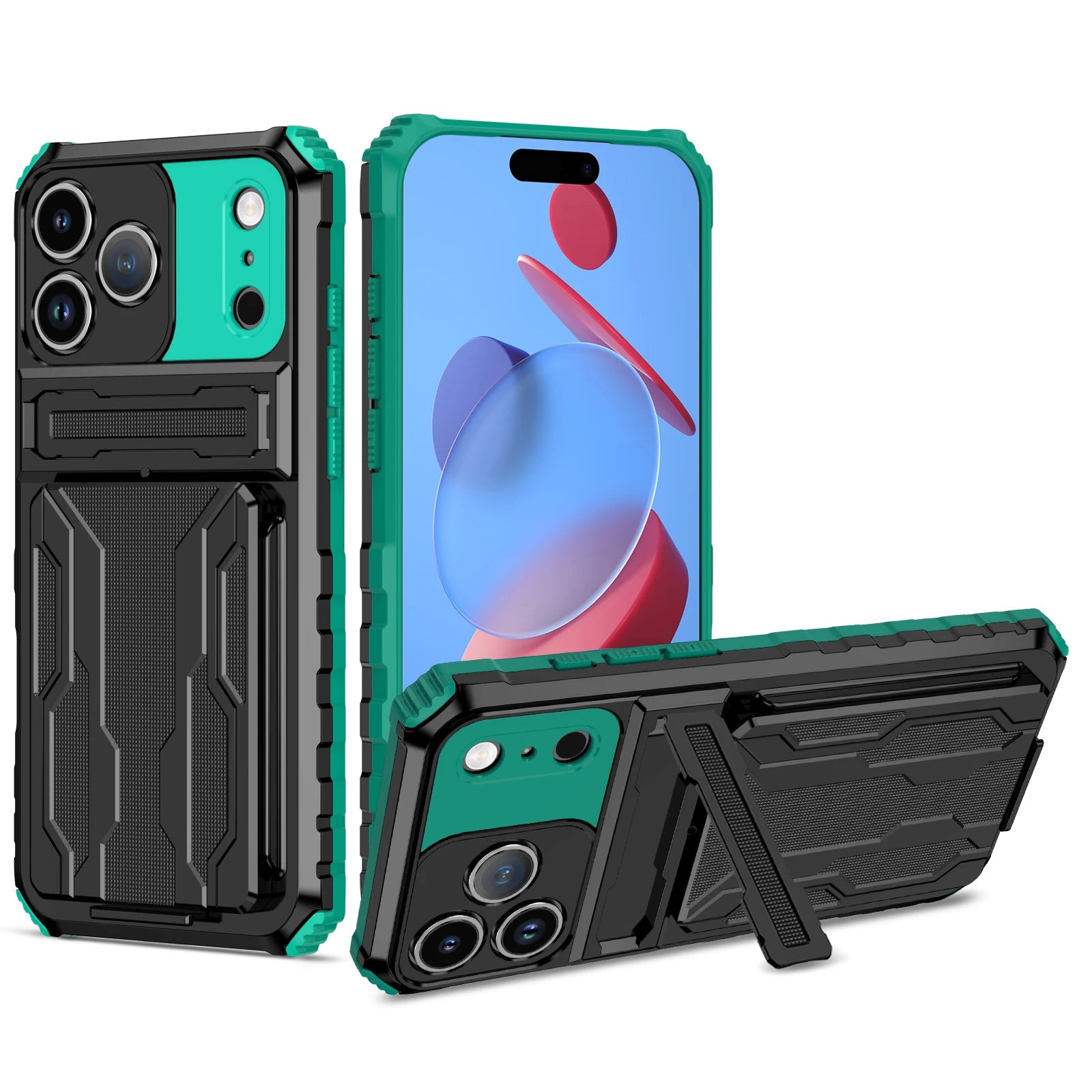 For Apple iPhone 17 Pro Max Case Shockproof Armor Phone Protect Cases For iPhone 17 Pro 17Air 17 Case With Card Slot Stand Cover