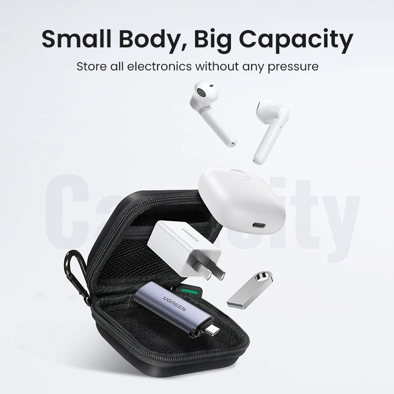 جراب سماعة أذن UGREEN حقيبة سماعة صلبة لسماعات Airpods Earpods وسادات أذن Sennheiser ملحقات سماعات الأذن اللاسلكية Bluetooth
