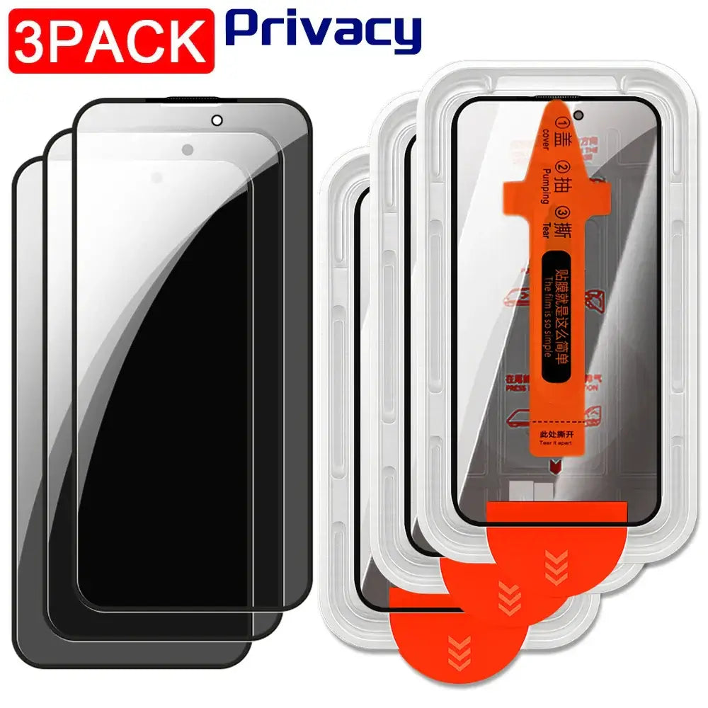 Easy Installation Privacy Screen Protector for iPhone 17 16 Pro Max 16 Plus 17 Air Anti-spy / HD Clear Tempered Glass One-Click