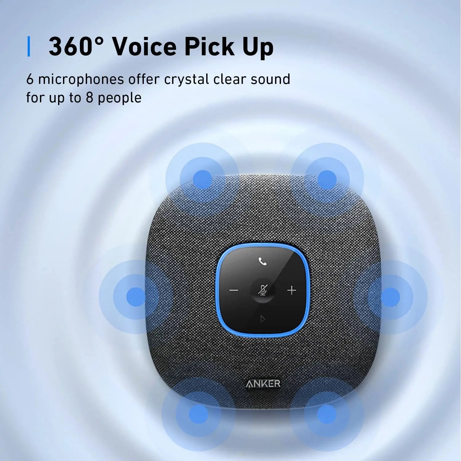 New Trend Anker PowerConf S3 Speakerphone With 6 Mics Enhanced Voice Pickup 24H Call Time App Control Bluetooth 5 USB C