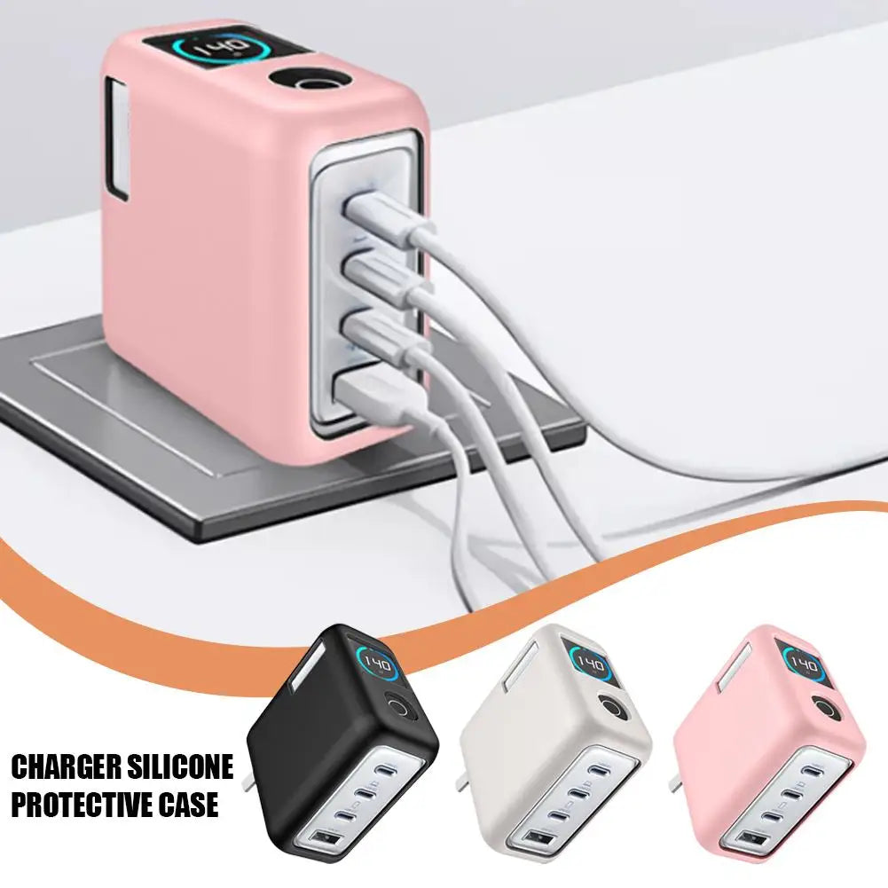 For Anker Zolo 140W Four Port Charger Silicone Protective Head Shockproof Anti-drop Silicone Charging Case Cover A7Q7