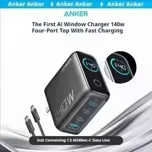 Anker Zolo 140w Fast Charge Usb Type C Charger Led Display Quad Ports For Iphone Xiaomi Smartphone Laptop Phone Accessories