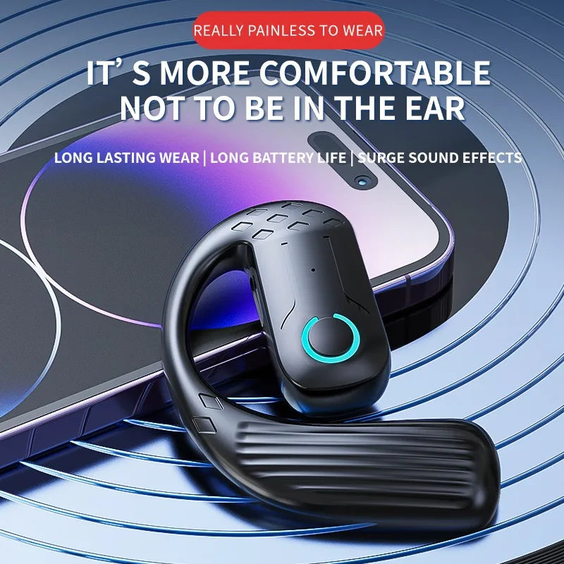 bluetooth 5.4 headset, open wireless earphone, universal ear-hook earphone, left right adjustable headset, sport business bluetooth earphone, wireless headset with mic, rotation ear hook headphone.