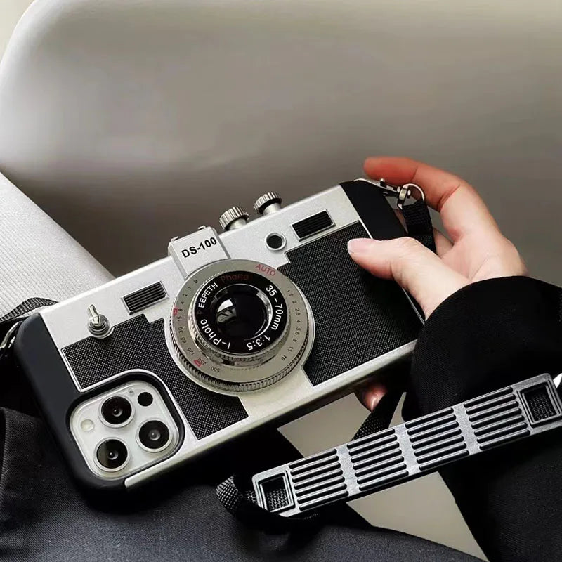 Emily In Paris 3D Retro Camera Leather Case for IPhone 11 13 14 15 Pro Max 12 Mini XS XR X 7 8 Plus SE 2022 IPones Accessories