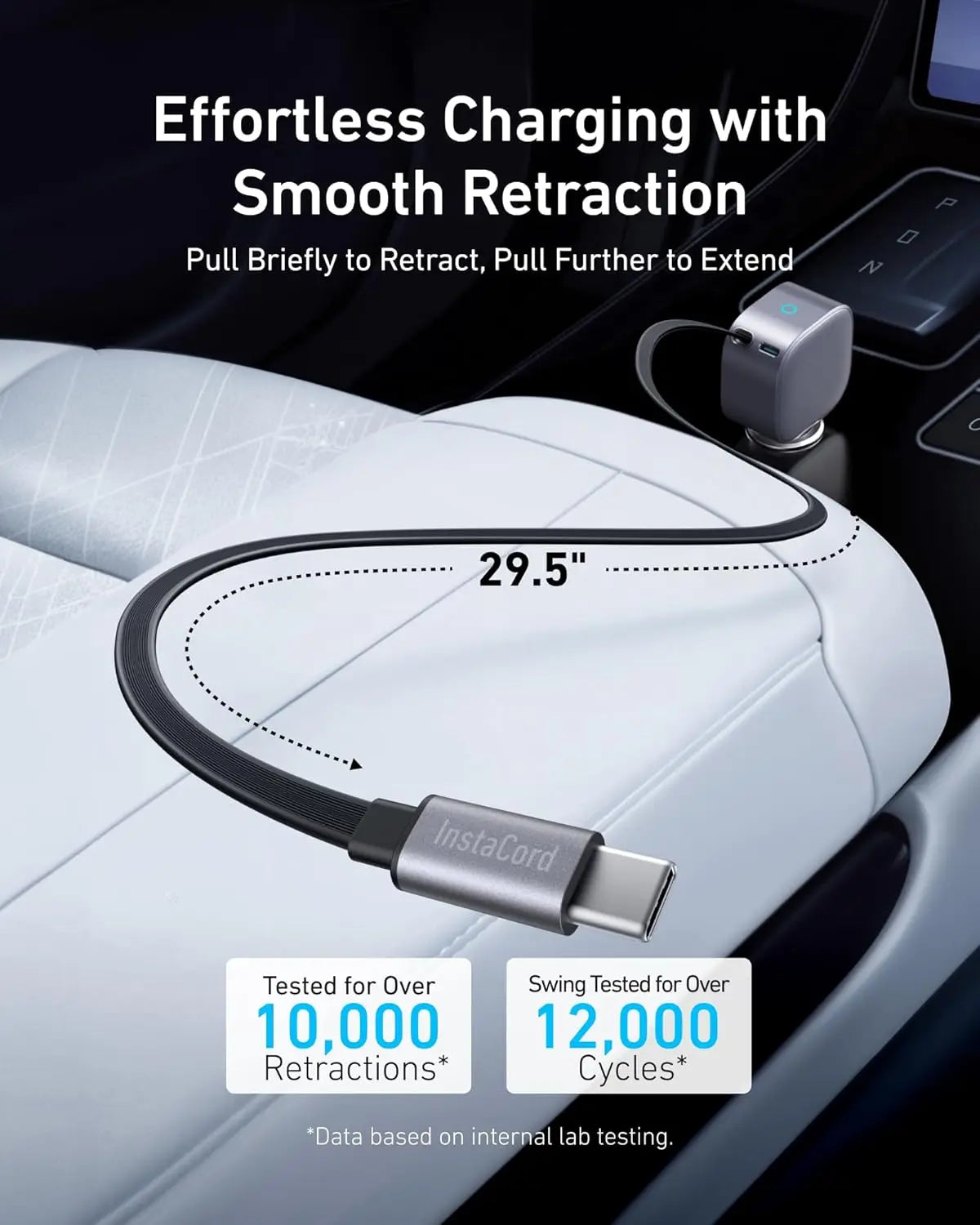 Anker USB-C Car Charger, 75W Max, Ultra-Compact, Type-C Fast Charger with Built-in Retractable USB-C Cable