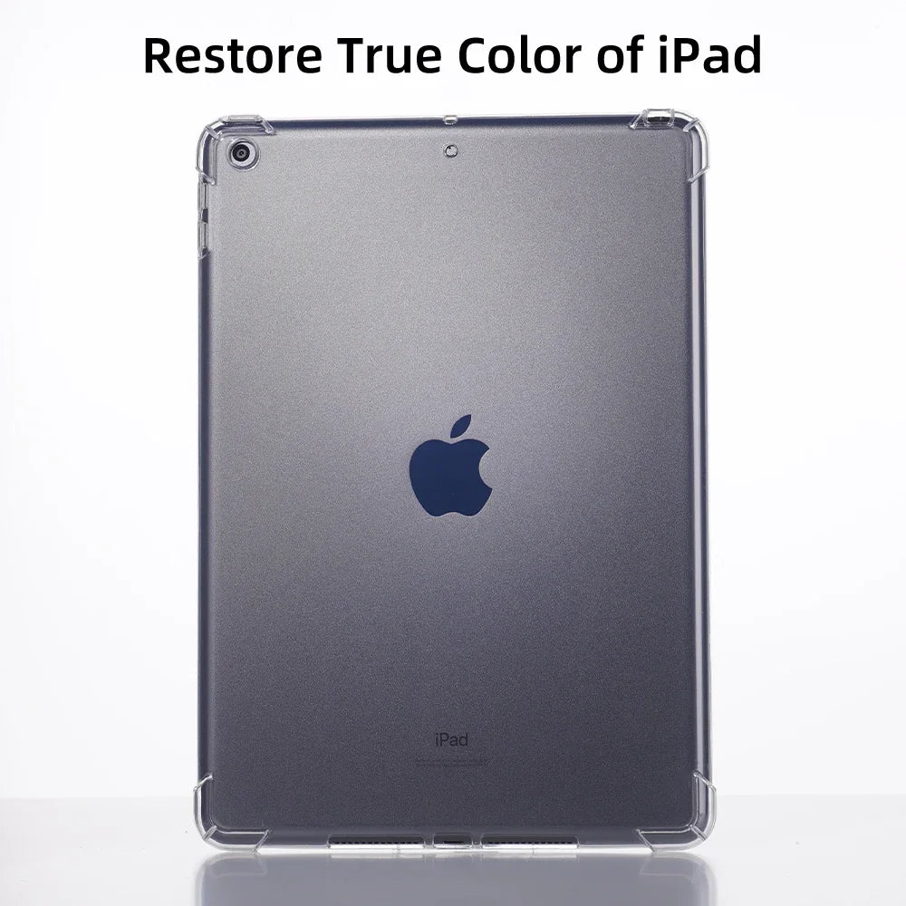 For iPad Air 11-inch M2 2024 Pro 11/13in M4 Case Transparent TPU Cover for iPad 10/9/8/7/6/5 Gen Air 4/5th 10.9 3rd 10.5 Mini 6