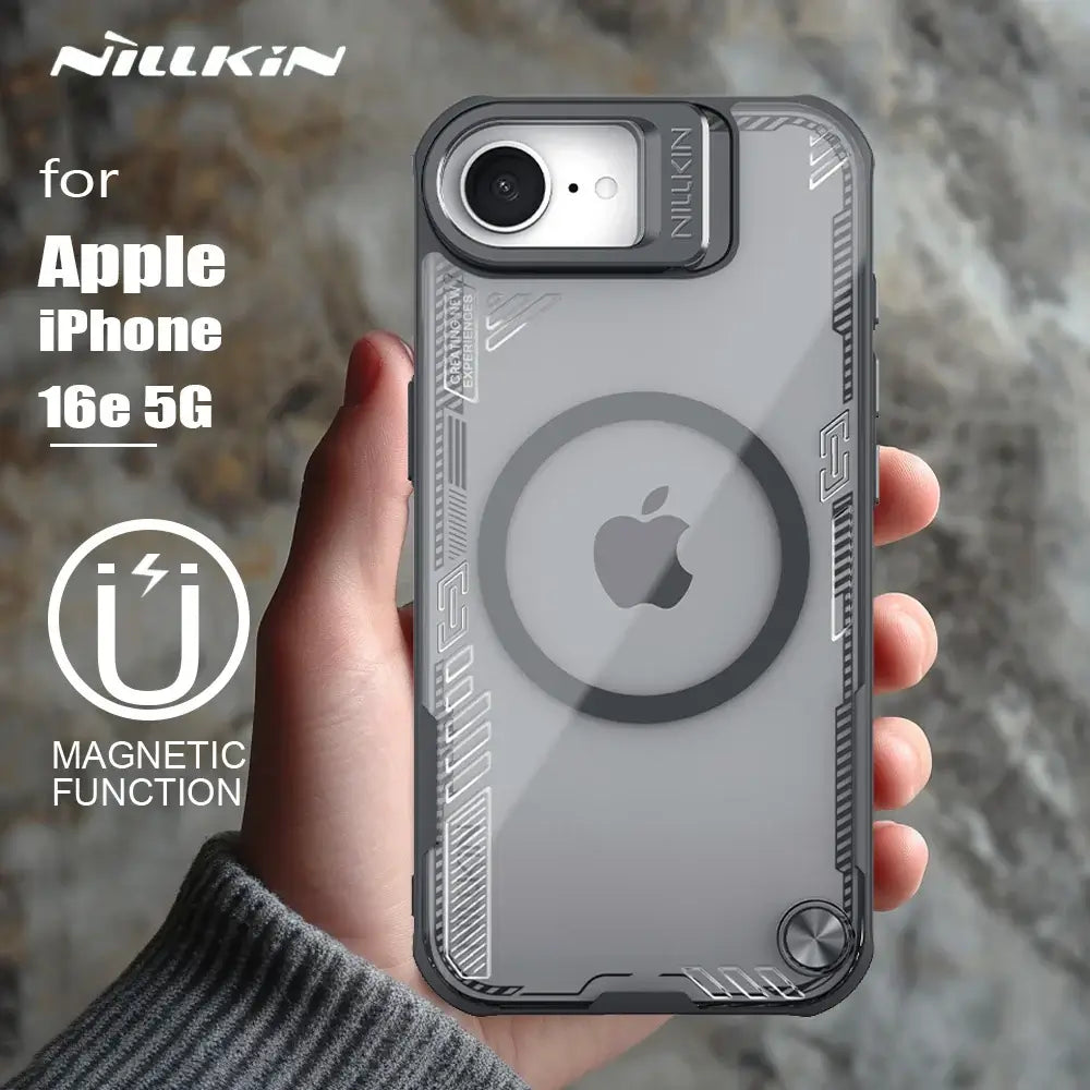 For iPhone 16e Case NILLKIN Iceblade Prop for Magnetic Privacy Lens Camera Hollow Protect Cover