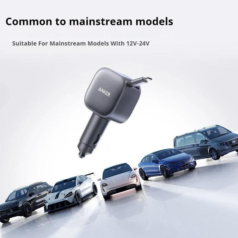 ANKER Nano Car Charger 75W PD Fast Charging With 1.5m Retractable Data Cable Phone Charger With Type C Ports For iPhone16 Huawei