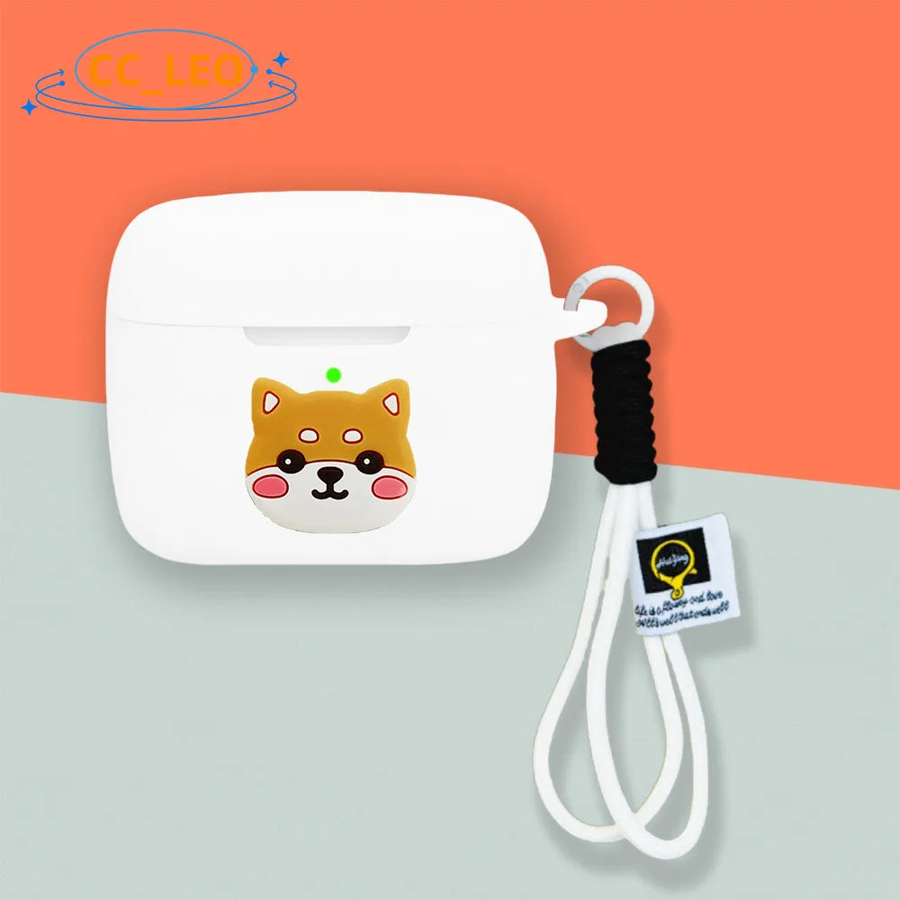 For Soundcore AeroClip Case Cute Lanyard Pendant Cartoon Shiba Inu Silicone Soft Case Anker Soundcore AeroClip Protective Cover