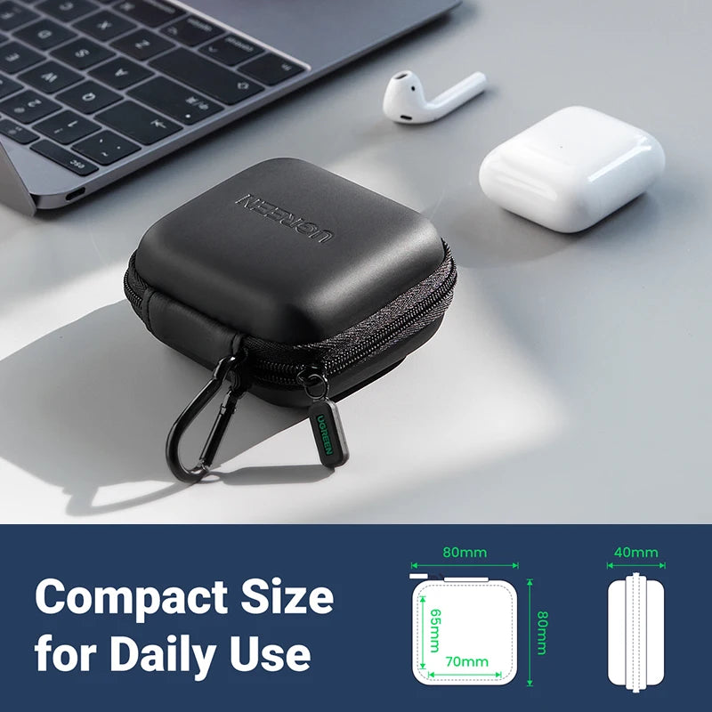 جراب سماعة أذن UGREEN حقيبة سماعة صلبة لسماعات Airpods Earpods وسادات أذن Sennheiser ملحقات سماعات الأذن اللاسلكية Bluetooth
