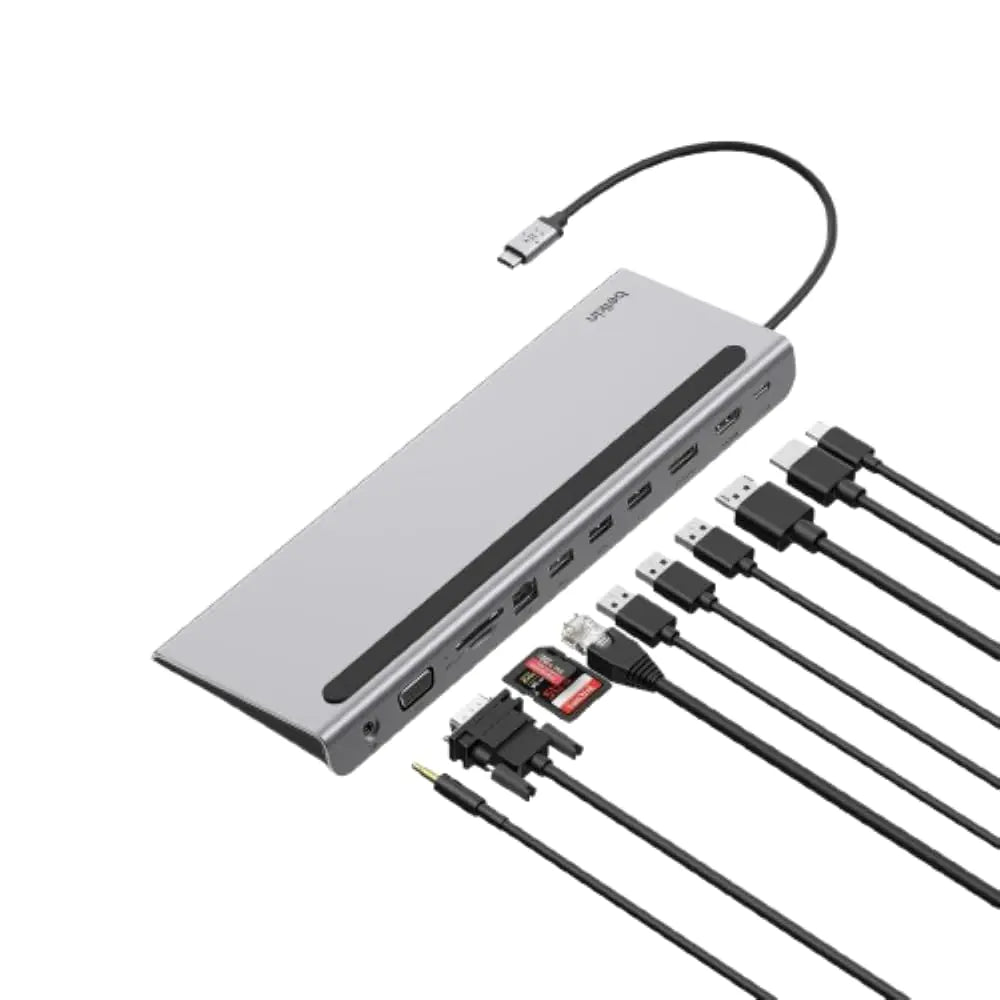 Belkin USB C Hub 11-in-1 Multi-Port Laptop Dock with 4K HDMI DP VGA USB C Docking Station with 100W Power Delivery USB A Gigabit Ethernet SD MicroSD 3.5mm Port For MacBook Pro Air and More
