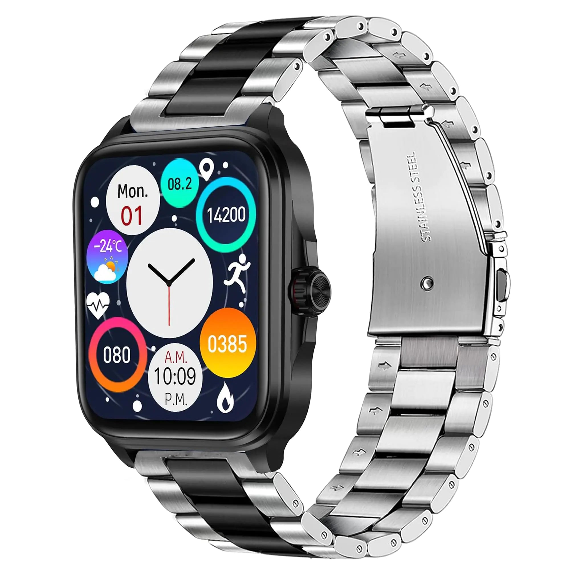Compatible Stainless Steel 22mm Smart Watch Bands for EGQINR T90, SOMTLERK A221, Deeprio TGW101