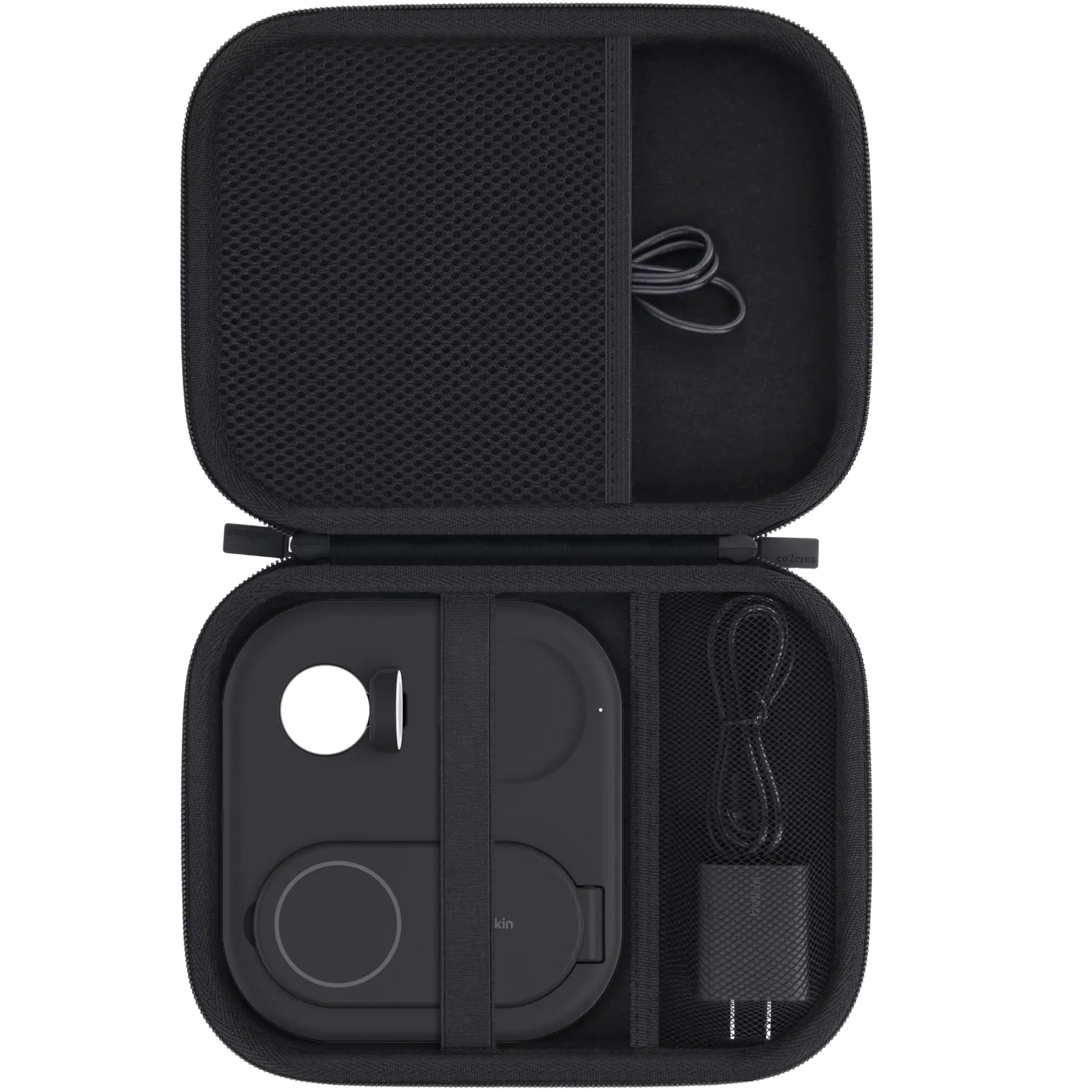 co2CREA Case for Belkin MagSafe 3-in-1 Magnetic Foldable Charger 15W Hard Travel Case Compatible with Belkin Wireless Charging Station and Accessories (Black Case)