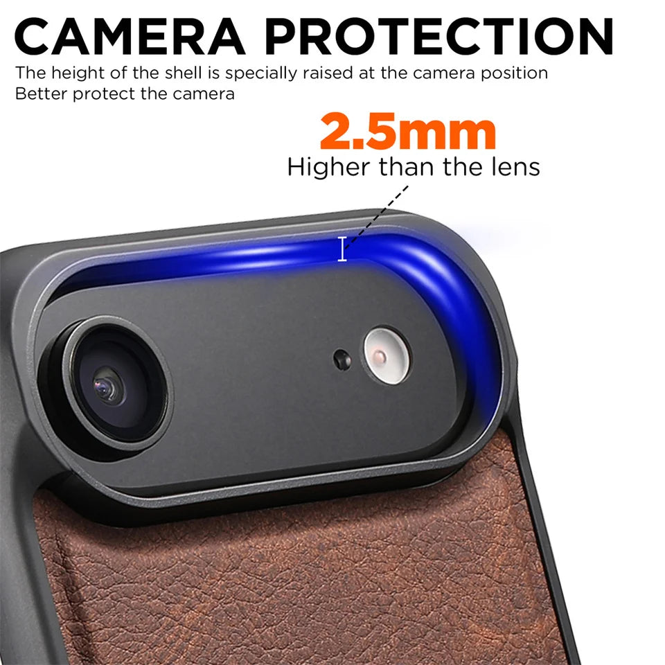 for Magsafe Phone Case For iPhone 17 Air 13 14 15 16 17 Pro Max Luxury Leather Magnetic Wireless Charging Back Cover K0027