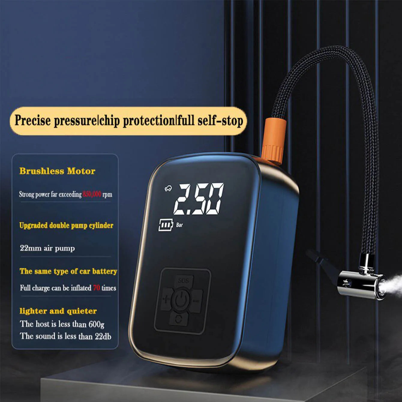 Car Tire Inflator Mini Air Compressor 12V 150PSI Portable Electric Air Pump  For Motorcycle Bicycle Tire Air Filling Pump 