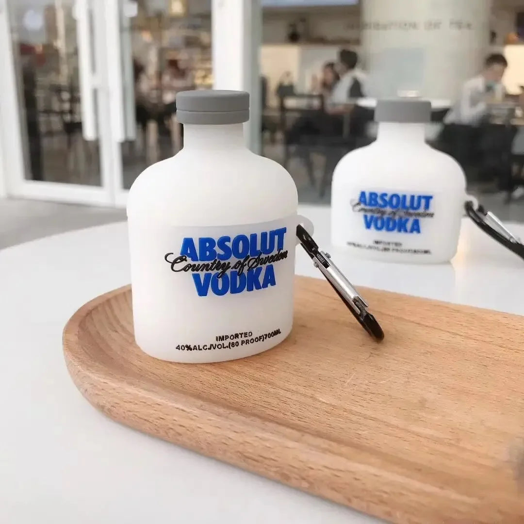 For AirPods 4 3 2 1 Pro Pro2 Earphone Case 3D Vodka Silicone Cartoon Headphone Box With Pendant Cover