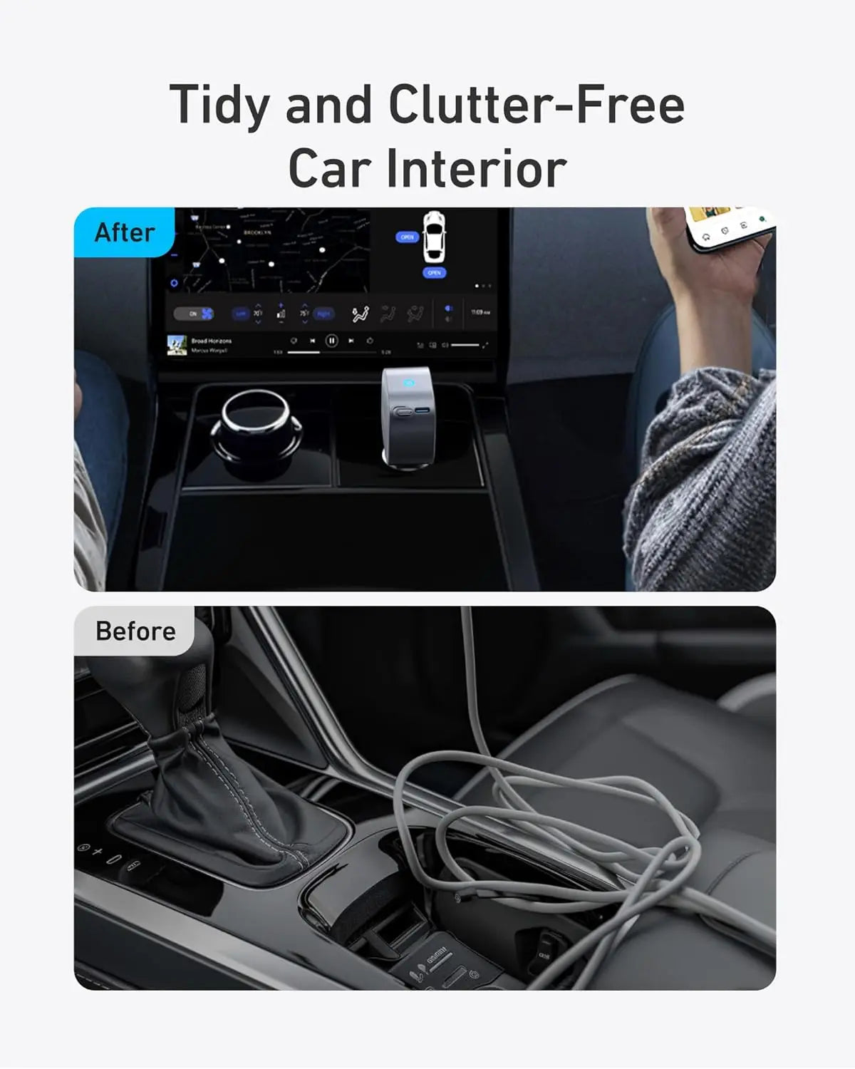 Anker USB-C Car Charger, 75W Max, Ultra-Compact, Type-C Fast Charger with Built-in Retractable USB-C Cable