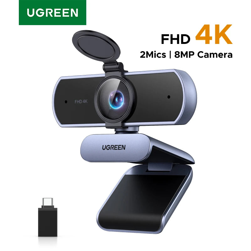 UGREEN 4K FHD Webcam 8MP Auto Focus with Dual Mics
