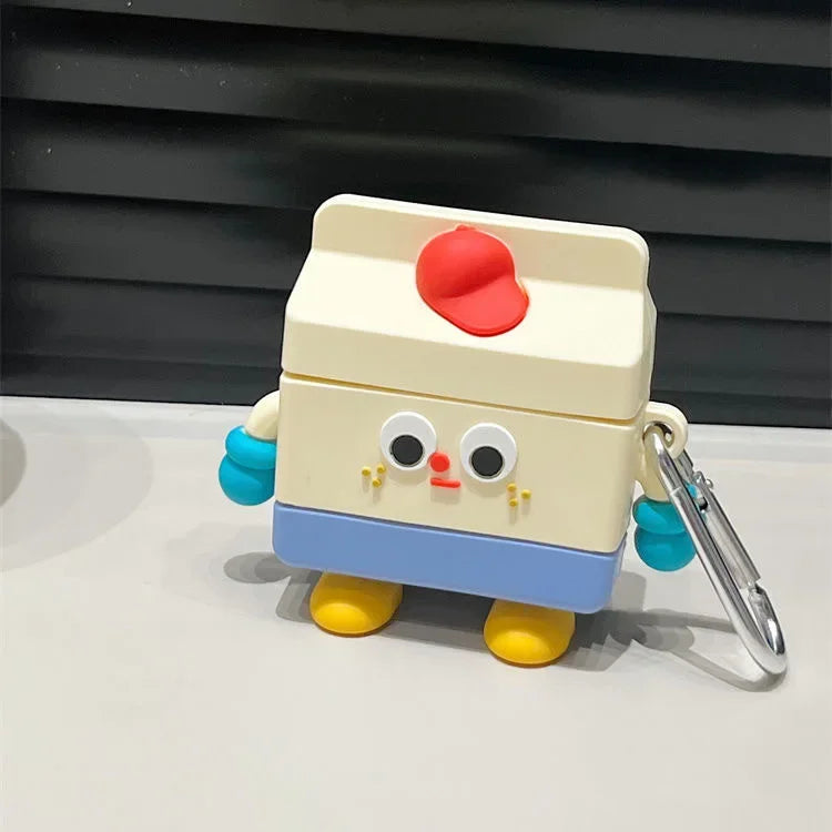 For Airpods 1 2 Pro 3 Individuality Cute White Cartoon with Earphones Hook up Anti-Drop Earphone Case For Airpods Pro 2 Shell