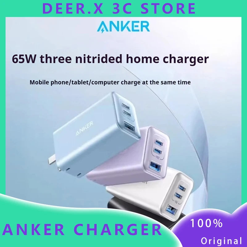 Anker 65W GaN Prime Fast Charger (Multi-Port PD Type-C) - Compatible with iPhone 15 Pro Max/14, MacBook