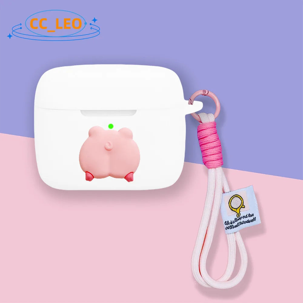 For Soundcore AeroClip Case Cute Lanyard Pendant Cartoon Shiba Inu Silicone Soft Case Anker Soundcore AeroClip Protective Cover