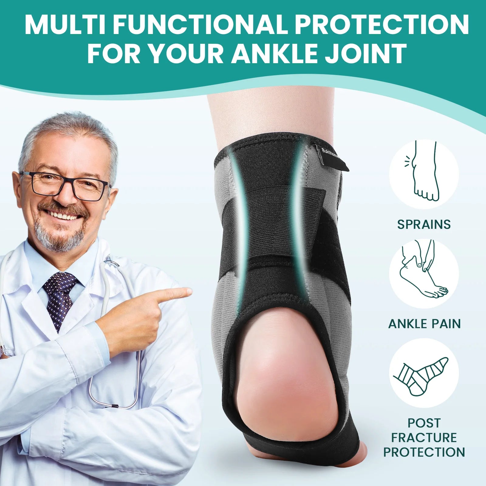 1Pcs Adjustable Ankle Brace Plantar Fasciitis Protector Foot Support Plantar Fasciitis Arch Foot Pain Achilles Tendon Drop Brace