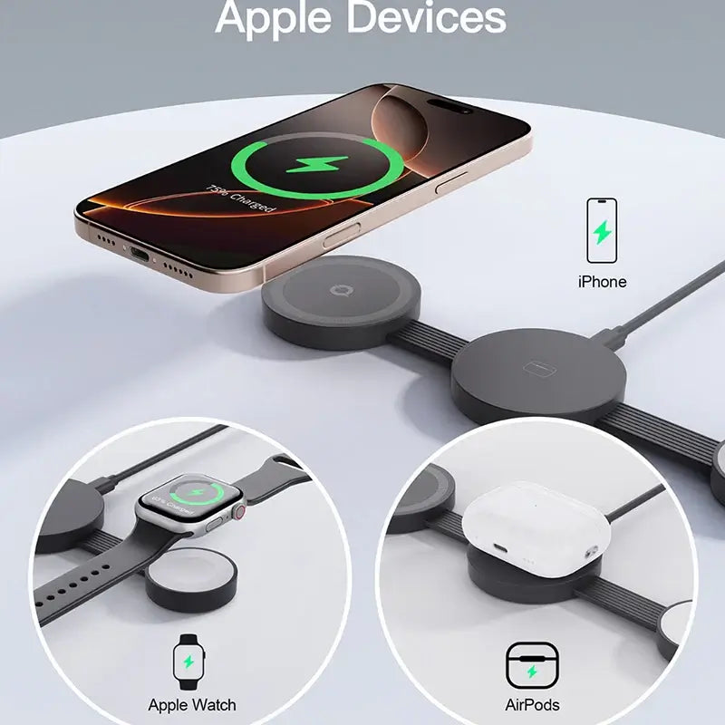 For iPhone 12 TO  17 Pro Watch Airpods Anker UFO 3 In 1 Wireless Charger MagSafe MagGo Charger Station Qi2 15W Foldable Charge Pad