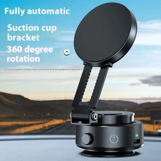 Magnetic Car Dashboard Phone Holder – Rechargeable Suction Cup Mount