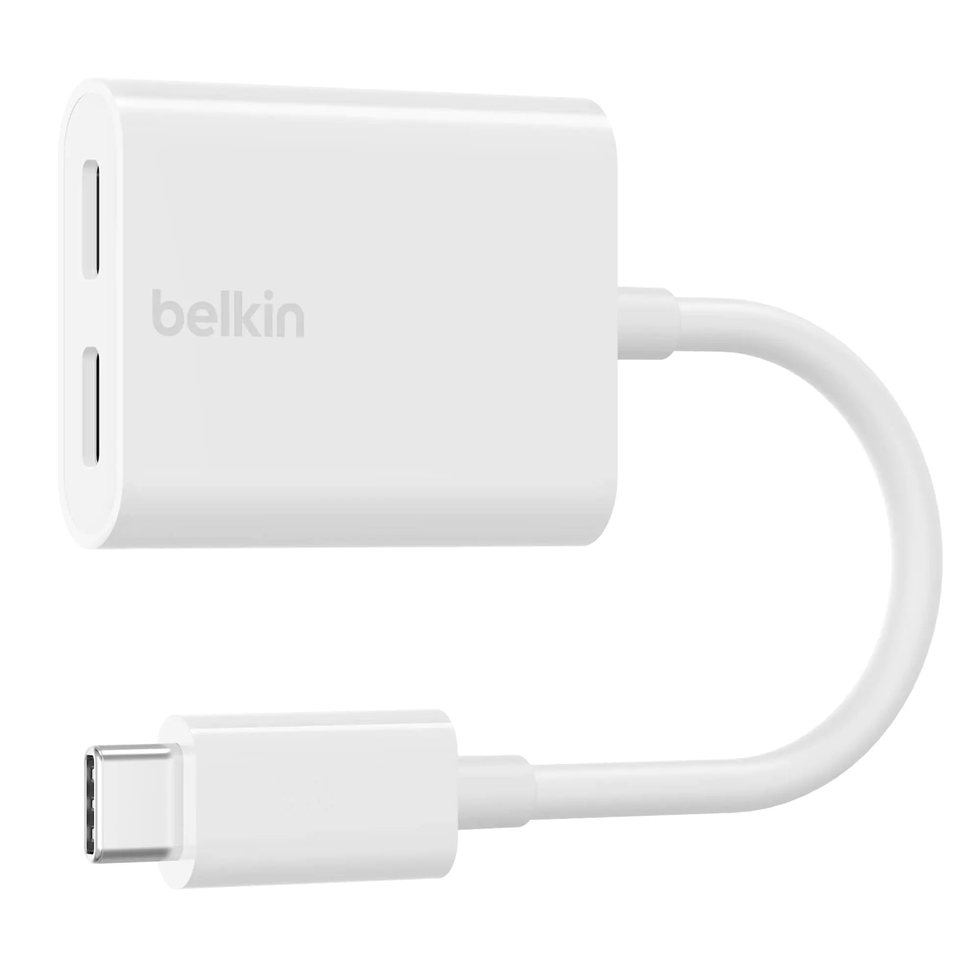 Belkin Rockstar USB-C Audio + Charge Adapter Headphone Adapter w/USB-C 60W Power Delivery Fast Charging for iPhone iPad Pro Galaxy Note Google Pixel LG G6 Sony Xperia OnePlus & More - White