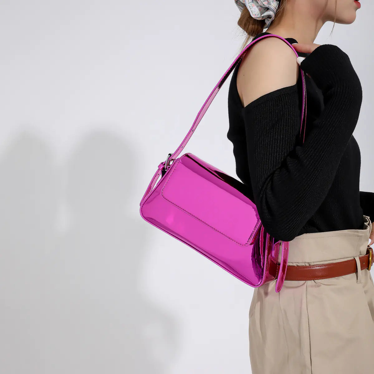 Chic Y2K Silver Handbag for Women - Trendy Shoulder Bag