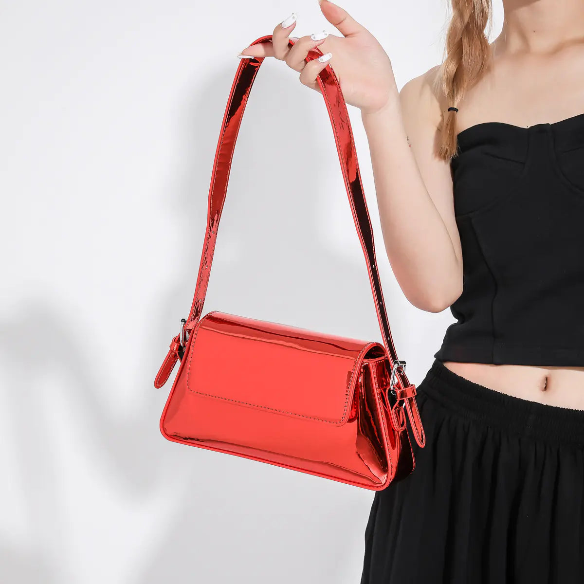 Chic Y2K Silver Handbag for Women - Trendy Shoulder Bag