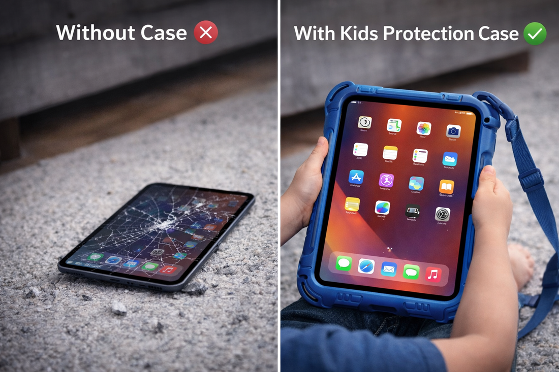 Before You Give Your Kid an iPad Read This First - comparison of iPad with and without protection case.