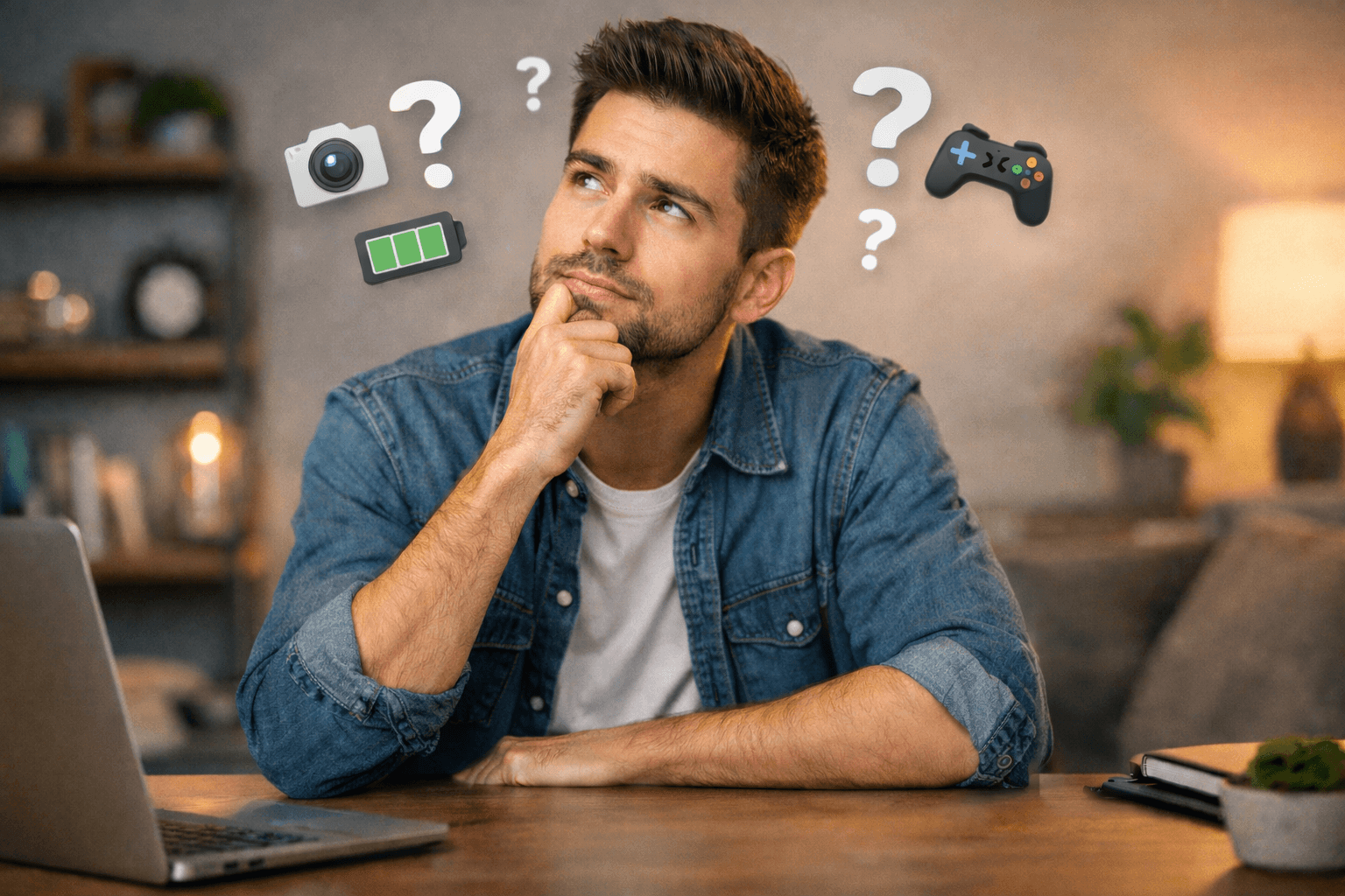 Man contemplating which device features matter for the best iPhone to buy in 2025.