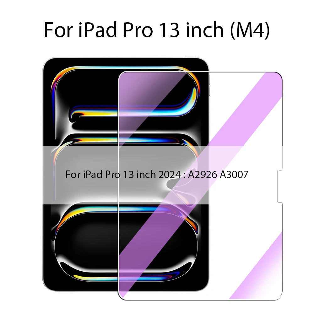 Tempered Glass For Ipad Pro 13 11th M4 12.9 A16 10 9 10th 9th Gen Screen Protector Air 11 5 4 M2 M3 Mini 6 7 A17 Blue Light Film
