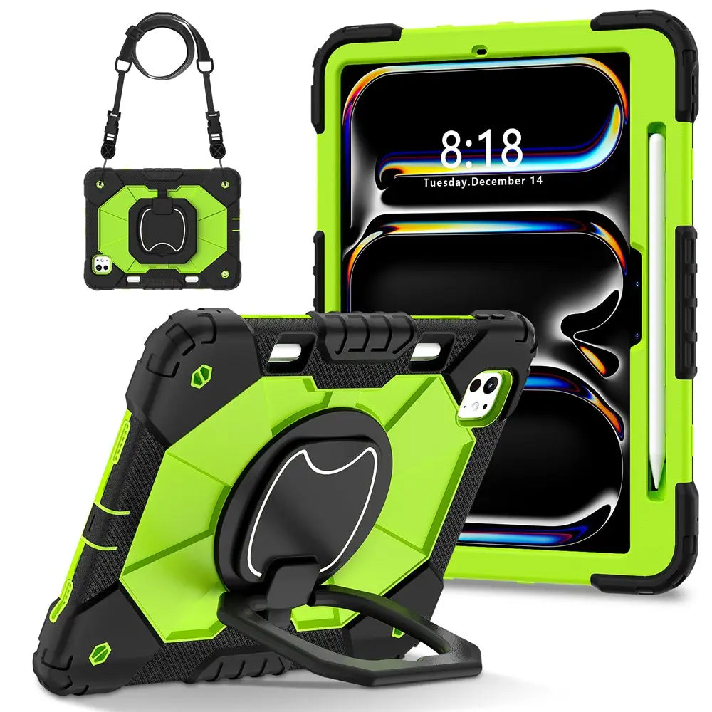 For ipad Pro 11 inch 2024 M4 A2836 A2837 A3006 Case Kids Tablet cover Silicone +PC case for Apple iPad PRO 11" 2024 + strap