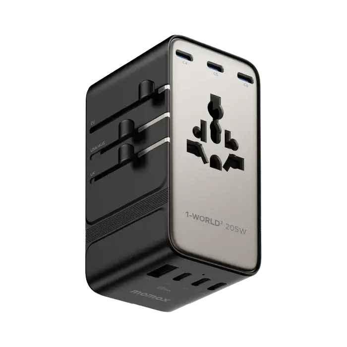 MOMAX 1-World 205W 7-Port Dual AC Travel Adapter GaN Charger