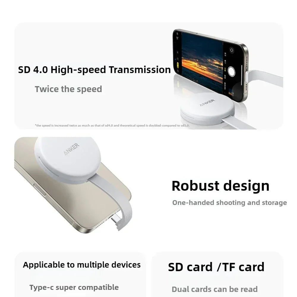 Anker MagGo SD Card Reader Portable Card Readerfor SD&TF Card for IPhone Android Serie Dual Read Flash Memory Transmission