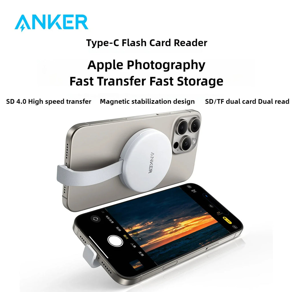 Anker MagGo SD Card Reader Portable Card Readerfor SD&TF Card for IPhone Android Serie Dual Read Flash Memory Transmission