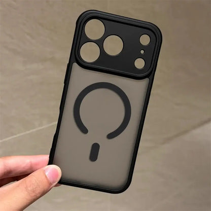 Coque Magnétique Antichoc Effet Cuir Mat Pour iPhone 17 Pro Max 16 15 14 13 12 Pro Max Plus 17 Air 16e Magsafe Translucide