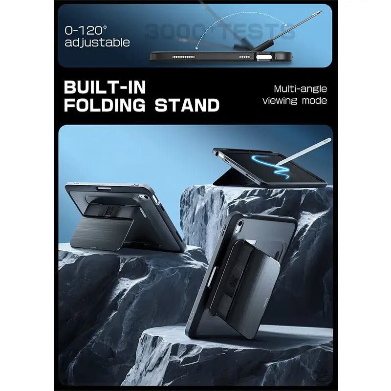 iPad Case with Screen Protector and Pencil Holder Hand Strap